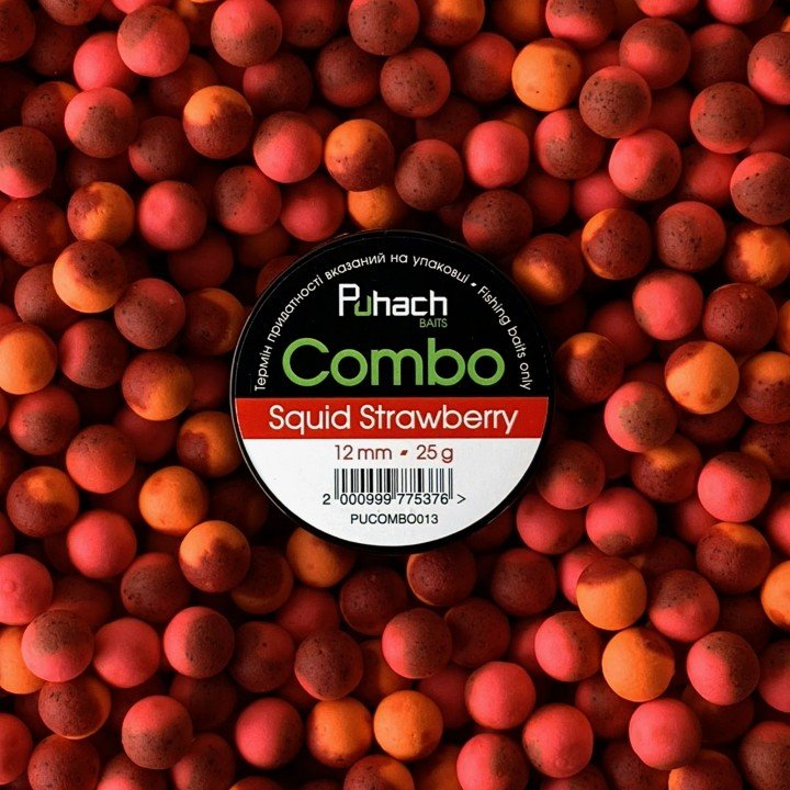 Puhach Baits Combo 12 mm - Squid Strawberry (Кальмар/Полуниця)
