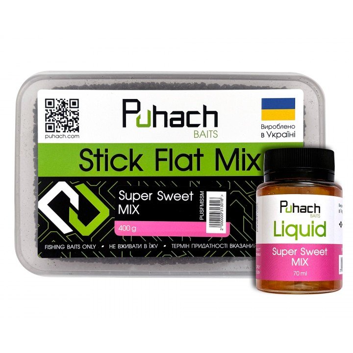 Набір Puhach Baits Stick Flat Mix + Liquid 70 ml – Super Sweet MIX (Найсолодший мікс)