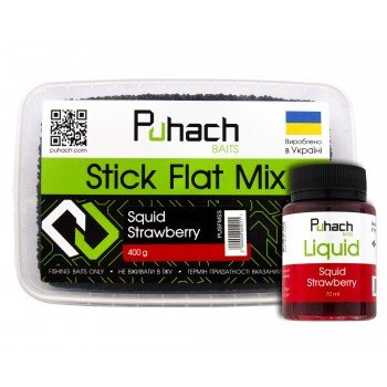 Набір Puhach Baits Stick Flat Mix + Liquid 70 ml – Squid Strawberry (Кальмар/Полуниця)