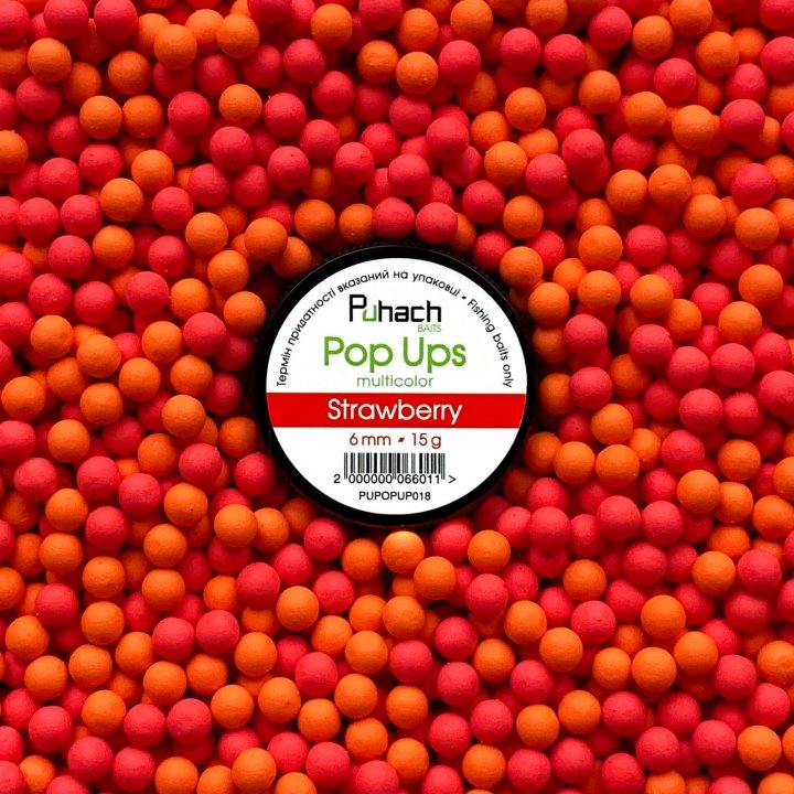 Puhach Baits Pop Ups 6 mm Multicolor - Strawberry (Полуниця)