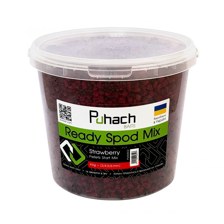 Puhach Baits Ready Spod Mix – Strawberry Pellets Big Mix (8/10/14 mm) 4 kg