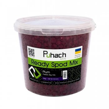 Puhach Baits Ready Spod Mix – Plum Pellets Big Mix (8/10/14 mm) 4 kg