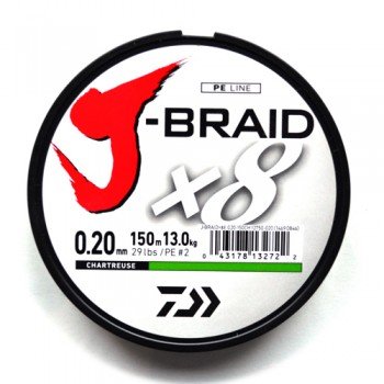 Шнур Daiwa J-Braid X8 0,2mm-150m CHARTREUSE  (12750-020)