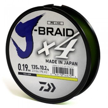 Шнур Daiwa J-Braid X4E 0,15mm 6,9kg 135m Yellow (12740-015)