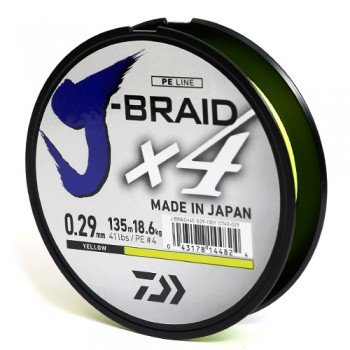 Шнур Daiwa J-Braid X4E 0,15mm 6,9kg 135m Yellow (12740-015)