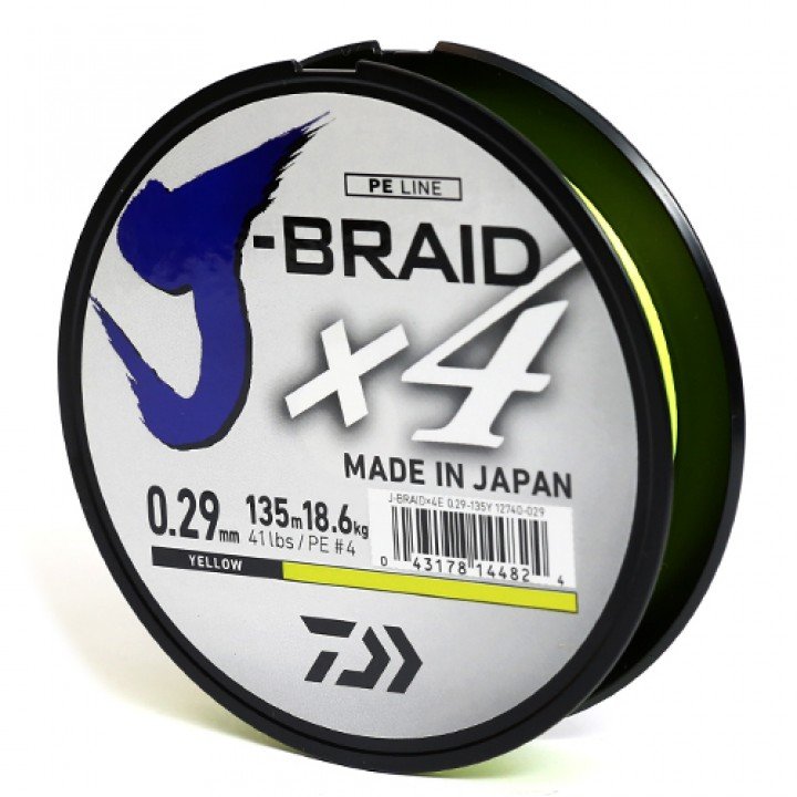 Шнур Daiwa J-Braid X4E 0,29mm-135m yellow (12740-029)