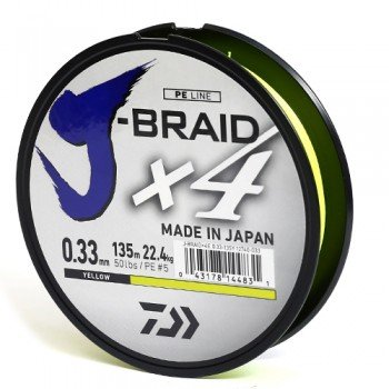 Шнур Daiwa J-Braid X4E 0,15mm 6,9kg 135m Yellow (12740-015)