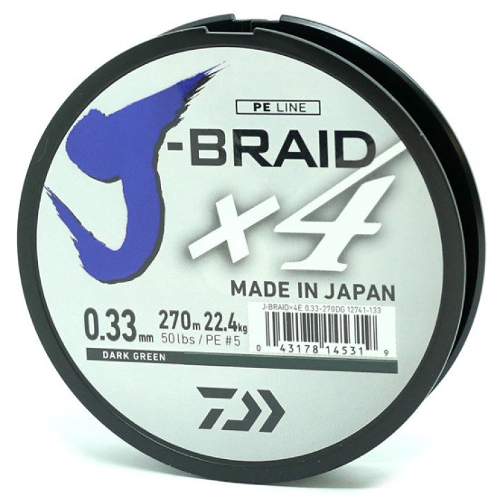 Шнур Daiwa J-Braid X4E 0,33mm-270m Dark Green (12741-133)