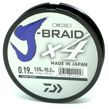 Шнур Daiwa J-Braid X4E 0,17mm 135m Dark Green (12741-017)