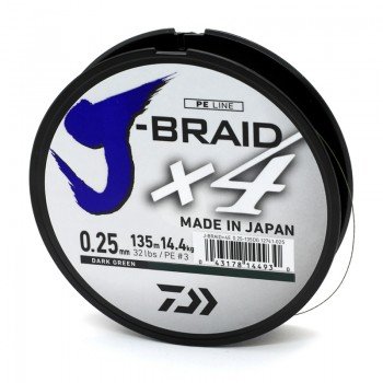 Шнур Daiwa J-Braid X4E 0,17mm 135m Dark Green (12741-017)