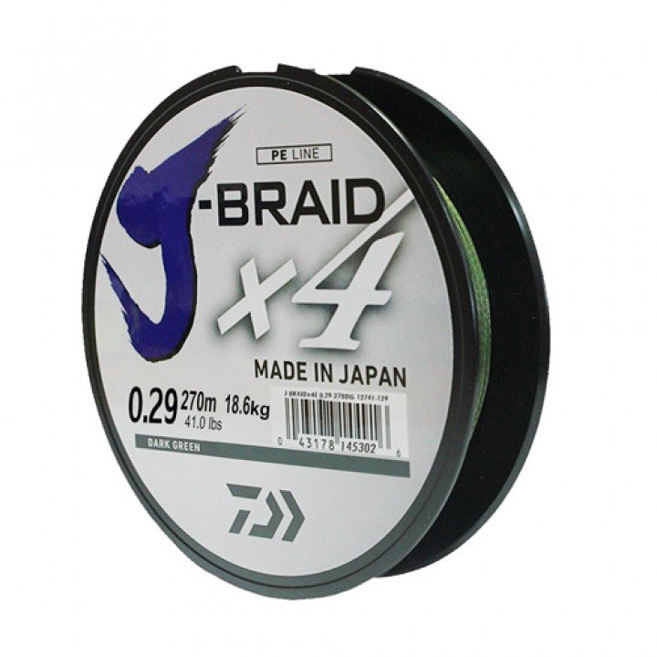 Шнур Daiwa J-Braid X4E 0,29mm 270m Dark Green (12741-129)