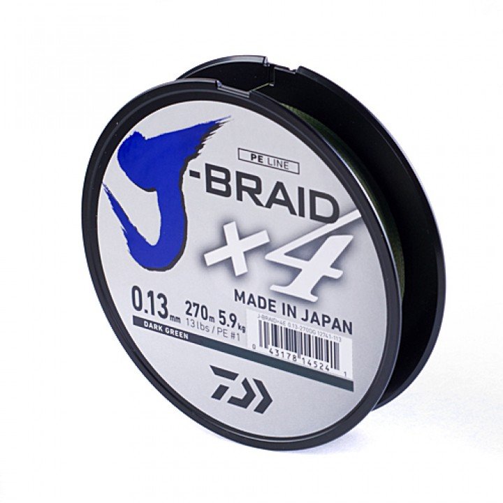 Шнур Daiwa J-Braid X4E 0,13mm-270m Dark Green (12741-113)