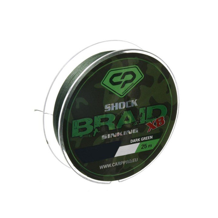 Шок-лідер Carp Pro Diamond Shock Braid PE X8 0.16мм 25м Dark Green