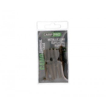 Безпечна кліпса з фіксатором Carp Pro Metallic Lead Clips + Tail Rubbers Camo