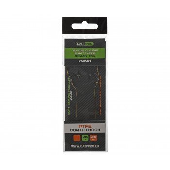 Готовий повідець Carp Pro Camo Hooklink 25см 25 lb PTFE Wide Gape Сapture №8