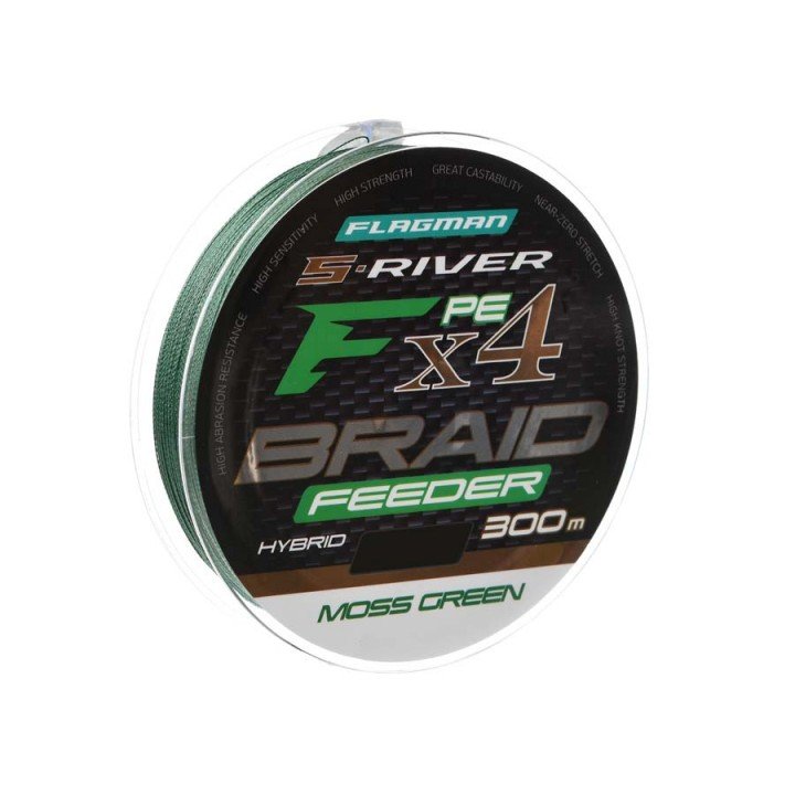 Шнур 21 S-River PE Braid Hybrid F4 Feeder 300м Moss Green 0.16мм