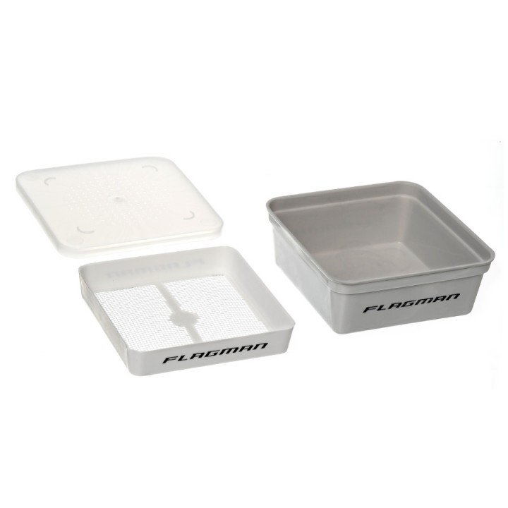 Коробка для наживки+сито+кришка 13,5х13,5х5,5см Grey Box+Cover+Riddle